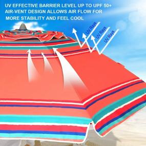 img 3 attached to AMMSUN 7Ft Heavy Duty Wind Beach Umbrella W/ Sand Anchor & Tilt - UV 50+ Protection Sunshade For Patio Garden Pool Backyard Multicolor Stripe