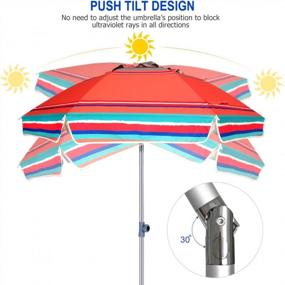 img 2 attached to AMMSUN 7Ft Heavy Duty Wind Beach Umbrella W/ Sand Anchor & Tilt - UV 50+ Protection Sunshade For Patio Garden Pool Backyard Multicolor Stripe