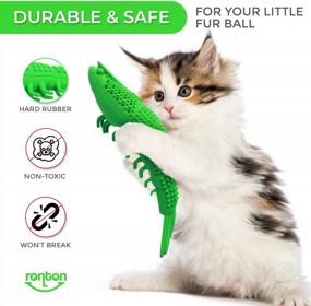 img 2 attached to Catnip Toy And Toothbrush In One: Ronton'S Durable Hard Rubber Cat Chew Toy For Dental Care And Interactive Play - 1-Pack Green