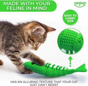 img 3 attached to Catnip Toy And Toothbrush In One: Ronton'S Durable Hard Rubber Cat Chew Toy For Dental Care And Interactive Play - 1-Pack Green