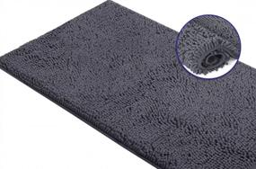img 1 attached to LuxUrux Bath Mat-Extra-Soft Plush Bath Shower Bathroom Rug,1'' Chenille Microfiber Material, Super Absorbent Shaggy Bath Rug. Machine Wash & Dry (24 X 39 Inch, Dark Gray)