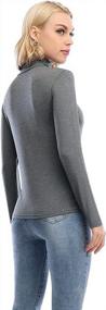 img 2 attached to Женская водолазка с длинным рукавом, легкая тонкая активная верхняя пуловерная майка, 2 шт. в упаковке
