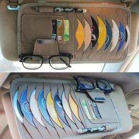 img 1 attached to 🚗 Black PU Leather Car CD DVD Holder Disc Storage Case Sunglasses Organizer Sun Visor Sunshade Sleeve Wallet Clips for HitCar