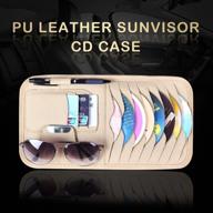 🚗 black pu leather car cd dvd holder disc storage case sunglasses organizer sun visor sunshade sleeve wallet clips for hitcar logo