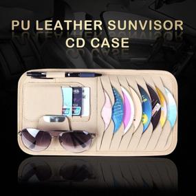 img 4 attached to 🚗 Black PU Leather Car CD DVD Holder Disc Storage Case Sunglasses Organizer Sun Visor Sunshade Sleeve Wallet Clips for HitCar