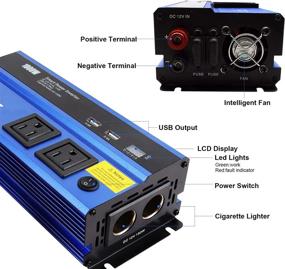 img 2 attached to LncBoc 1000W Car Power Inverter: DC 12V to 110V AC Converter with Dual Outlets & USB Ports - Efficient Car Charger Adapter