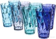 🥤 set of 8 us acrylic optix 20 oz plastic stackable water tumblers - reusable bpa-free drinking cups in 4 coastal colors - made in the usa - top-rack dishwasher safe logo