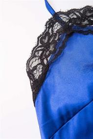 img 2 attached to Женский сексуальный кружевной атласный пижамный комплект на бретелях: шелковистая ночная рубашка, короткая пижама