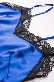 img 3 attached to Женский сексуальный кружевной атласный пижамный комплект на бретелях: шелковистая ночная рубашка, короткая пижама