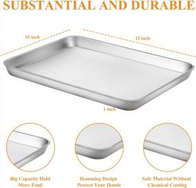img 3 attached to Get Perfectly Baked Cookies With Deedro'S Non-Toxic Stainless Steel Baking Sheet Set Of 2 - Heavy Duty, Rust Free & Dishwasher Safe