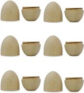 6 fillable unfinished wooden eggs 2.75 inches logo