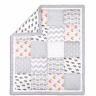 quilt your baby's crib in style with grey and orange woodland friends patchwork by the peanut shell logo