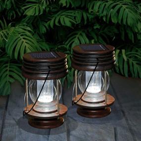 img 4 attached to Vintage Solar Lantern - Set Of 2 Hanging Solar Lights For Outdoor, Waterproof Design, LED Lights Perfect For Landscape, Yard, Garden, Pathway, Beach, And Pavilion Decoration (White)