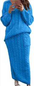 img 4 attached to CHARTOU Women'S Winter Chunky Cable Knit Long Skirt 2 Piece Outfit Sweater Sets