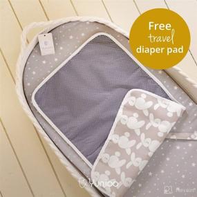 img 1 attached to 👶 Yunioo Deluxe Premium Baby Changing Basket: Includes Extra Travel Diaper Mat, Quality Mattress Pad, and Water Repellent Changing Pad Cover. Cotton Rope Moses Basket Pad & Changing Table Topper for Dresser.