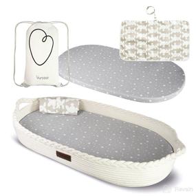 img 4 attached to 👶 Yunioo Deluxe Premium Baby Changing Basket: Includes Extra Travel Diaper Mat, Quality Mattress Pad, and Water Repellent Changing Pad Cover. Cotton Rope Moses Basket Pad & Changing Table Topper for Dresser.