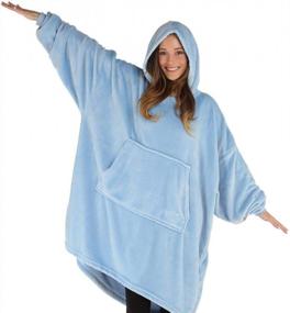 img 4 attached to Oversized Light Microfiber Wearable Blanket - The Comfy Dream, As Seen On Shark Tank, One Size Fits All (Sky Blue)