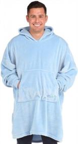 img 3 attached to Oversized Light Microfiber Wearable Blanket - The Comfy Dream, As Seen On Shark Tank, One Size Fits All (Sky Blue)