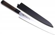 точная нарезка стала проще: устойчивый к пятнам стальной нож yoshihiro inox honyaki wa sujihiki slicer knife с ручкой премиум-класса shitan и крышкой nuri saya (10,5 дюйма) логотип