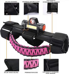 img 1 attached to Pink 2Pcs Upgrade Roll Bar Grab Handles With Dome Light For Jeep Wrangler 1945-2021 - Paracord Grips Fit 2.0-4.0 Inch Rods CJ YJ TJ JK JL & Gladiator JT Accessories