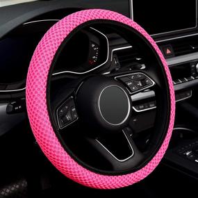 img 4 attached to 🚗 LABBYWAY Microfiber Car Steering Wheel Cover: Universal 15 Inch Elastic Stretch, Pink - All-Season Comfort & Protection!