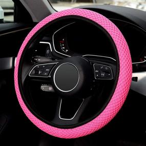 img 3 attached to 🚗 LABBYWAY Microfiber Car Steering Wheel Cover: Universal 15 Inch Elastic Stretch, Pink - All-Season Comfort & Protection!