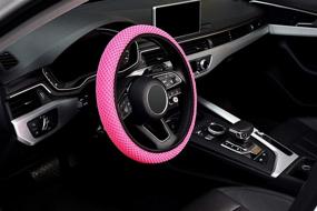 img 1 attached to 🚗 LABBYWAY Microfiber Car Steering Wheel Cover: Universal 15 Inch Elastic Stretch, Pink - All-Season Comfort & Protection!