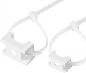 img 2 attached to 100 упаковок кабелей с застежкой-молнией Седлообразное основание с 8-дюймовыми стяжками и саморезами, зажимы для проводов, держатели-органайзеры, зажимы белого цвета