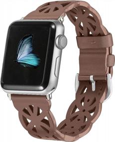 img 3 attached to Secbolt Top-Grain Leather Band Compatible With Apple Watch 38Mm 40Mm 41Mm 42Mm 44Mm 45Mm IWatch Series 8/7/6/SE/5/4/3/2/1, Hollowed-Out Elegant Wristband Strap Accessories For Women