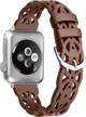 secbolt top-grain leather band compatible with apple watch 38mm 40mm 41mm 42mm 44mm 45mm iwatch series 8/7/6/se/5/4/3/2/1, hollowed-out elegant wristband strap accessories for women logo