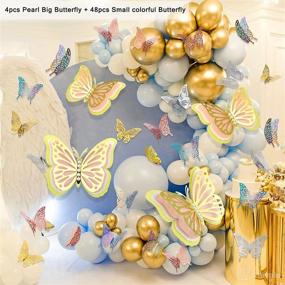 img 3 attached to 🦋 HMASYO 52Pcs 3D Butterfly Wall Decor Set - Large Pearl Butterfly and Stickers for Birthday, Baby Shower, Nursery, Girls Bedroom, Wedding Party Decorations