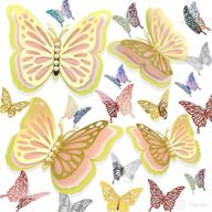 🦋 hmasyo 52pcs 3d butterfly wall decor set - large pearl butterfly and stickers for birthday, baby shower, nursery, girls bedroom, wedding party decorations логотип