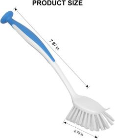 img 3 attached to 🧽 SetSail Stiff Bristles Dish Brush Set - 2 Pack Dish Scrubber with Handle and Suction Cup, Built-in Scraper for Easy Cleaning of Dishes, Pots, Pans, and Kitchen Sink