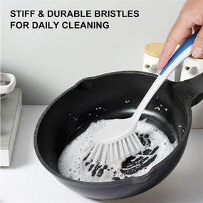 img 1 attached to 🧽 SetSail Stiff Bristles Dish Brush Set - 2 Pack Dish Scrubber with Handle and Suction Cup, Built-in Scraper for Easy Cleaning of Dishes, Pots, Pans, and Kitchen Sink