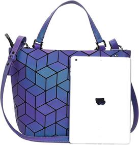 img 4 attached to Голографический светоотражающий рюкзак с узором в виде сложенной башни от HotOne: окончательный модный рюкзак