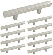 10 pack brushed nickel square cabinet handles, 3 inch hole centers kitchen drawer pulls for cabinets and doors silver door knobs by homdiy логотип