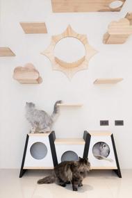 img 1 attached to Solar-Powered Cat Heaven: Wall Mounted Sun-Shaped Shelves, Floating Perch & Solid Wood Tree