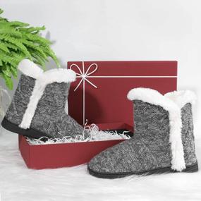 img 3 attached to Women'S Knitted Booties With Memory Foam And Fleece Lining For Comfort, Warmth & Style - Grey 7-8 Medium