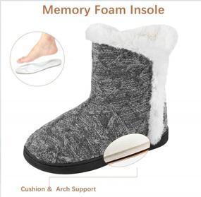 img 1 attached to Women'S Knitted Booties With Memory Foam And Fleece Lining For Comfort, Warmth & Style - Grey 7-8 Medium