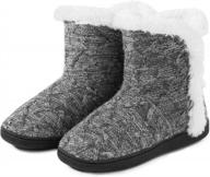 women's knitted booties with memory foam and fleece lining for comfort, warmth & style - grey 7-8 medium logo
