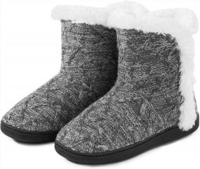 img 4 attached to Women'S Knitted Booties With Memory Foam And Fleece Lining For Comfort, Warmth & Style - Grey 7-8 Medium
