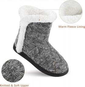img 2 attached to Women'S Knitted Booties With Memory Foam And Fleece Lining For Comfort, Warmth & Style - Grey 7-8 Medium
