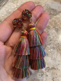 img 8 attached to Boho Chic Colorful Tassel Earrings With Druzy Studs - Perfect For Women And Teens On Christmas And Valentine'S Day