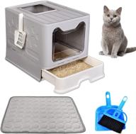 🐾 foldable enclosed cat litter box with lid - large capacity, anti-splashing, easy to clean - innovative top or front-entry configurable drawer type cat toilet logo