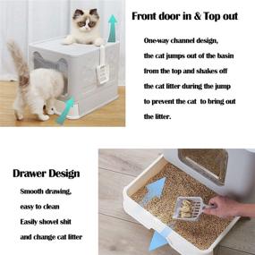 img 1 attached to 🐾 Foldable Enclosed Cat Litter Box with Lid - Large Capacity, Anti-Splashing, Easy to Clean - Innovative Top or Front-Entry Configurable Drawer Type Cat Toilet