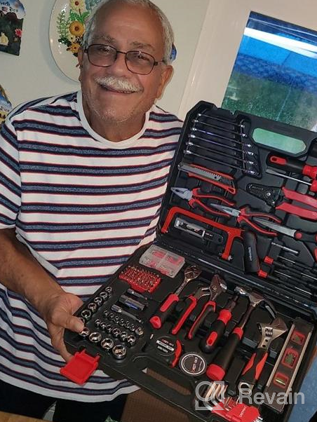 img 1 attached to 🔧 Eastvolt 218-Piece Household Tool Kit: Complete Auto Repair Set for Homeowners - Hammer, Pliers, Screwdrivers, Sockets, and Storage Case review by Braxton Jackson