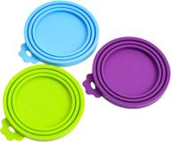 comtim silicone can covers for pet food cans - dog and cat food can lids, reusable universal size can toppers fit small, medium, and large cans (blue, green, purple) логотип