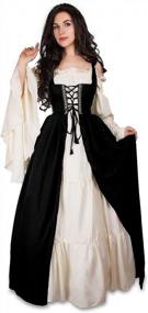 img 1 attached to Mythic Renaissance Medieval Irish Costume Over Dress & Chemise Set (XXS/XS, Black)