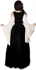 img 2 attached to Mythic Renaissance Medieval Irish Costume Over Dress & Chemise Set (XXS/XS, Black)