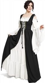 img 4 attached to Mythic Renaissance Medieval Irish Costume Over Dress & Chemise Set (XXS/XS, Black)